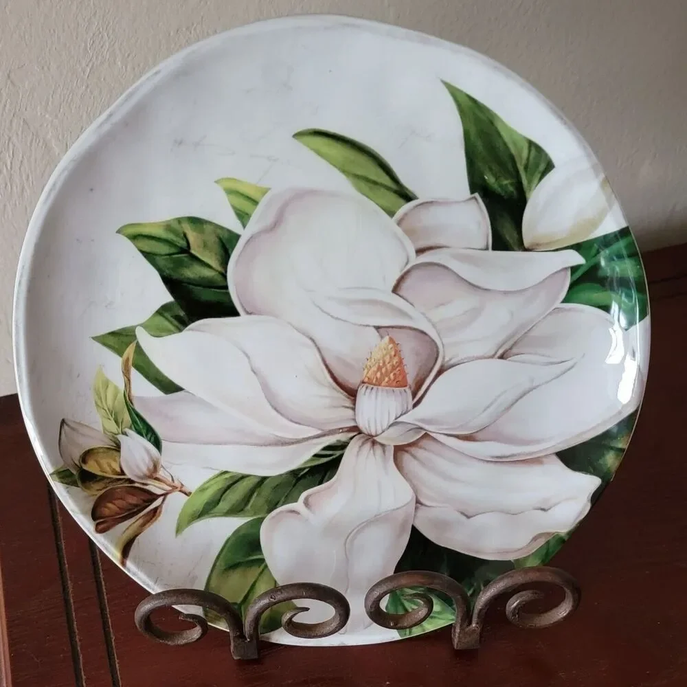 Pier 1 Salad Plate Magnolia White Floral Ironstone 8.5